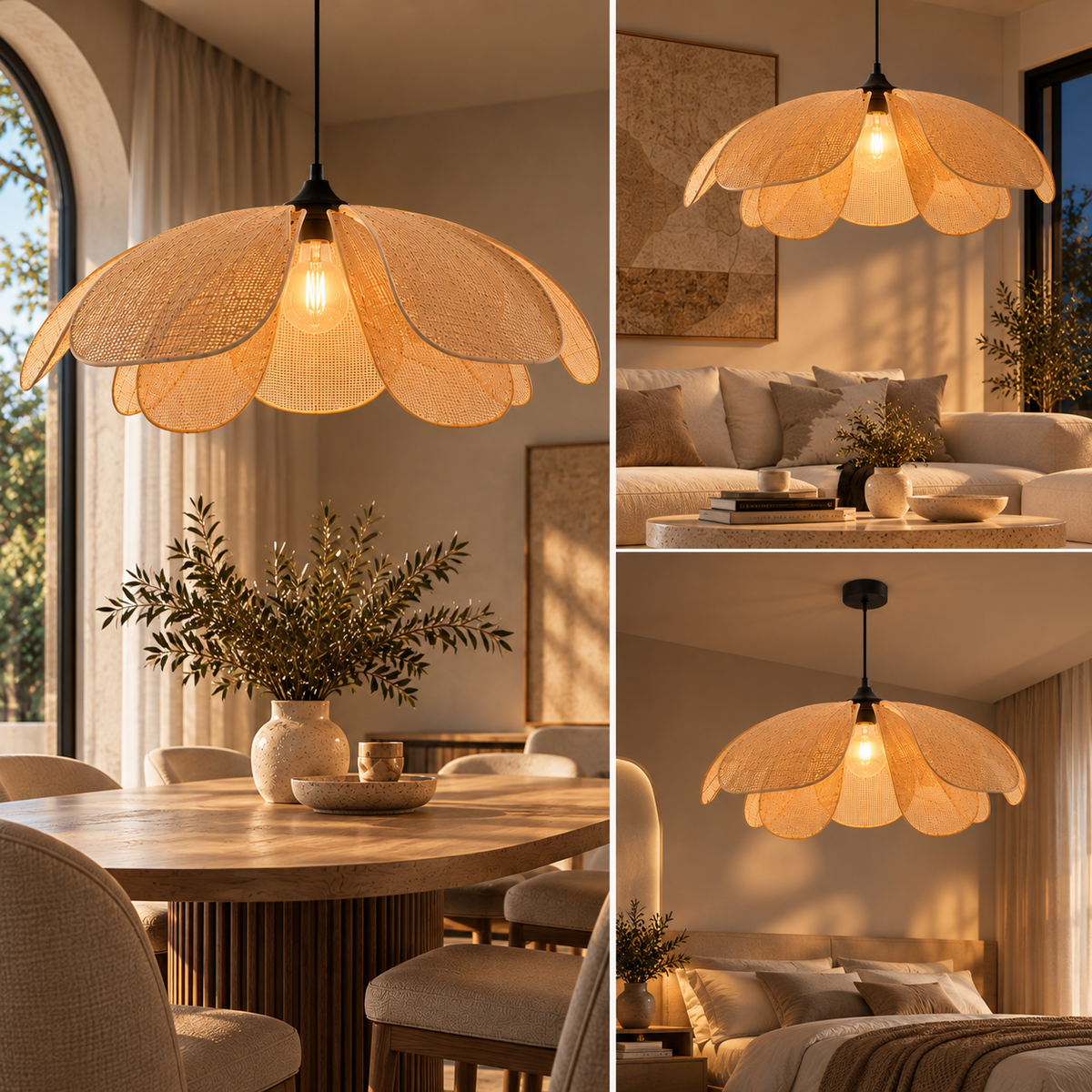 Stijlvolle Gewoven Bloem Hanglamp eettafel woonkamer