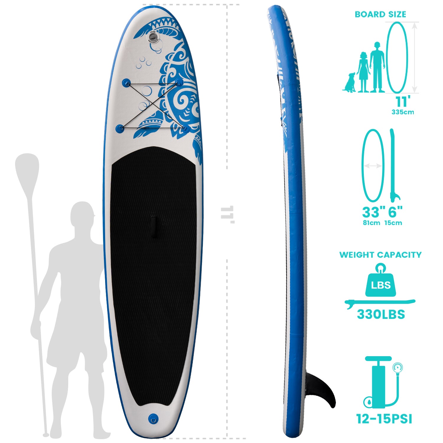 Aufblasbares SUP-Board mit Premium-Zubehör und Tragegurt