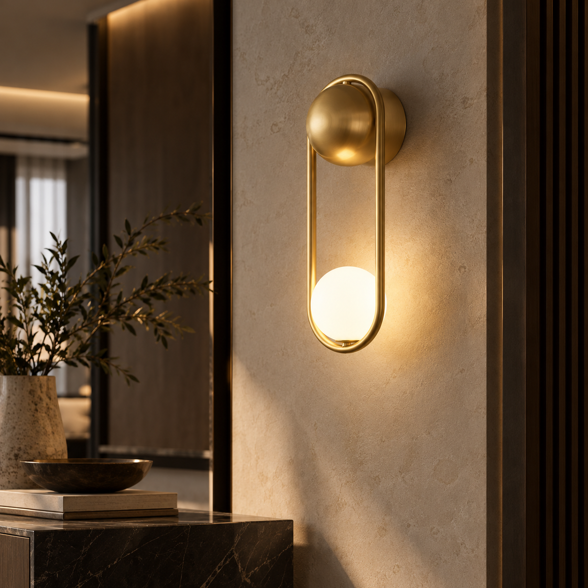 U-vormige led-wandlamp – Art-decodesign | Koper of zwart
