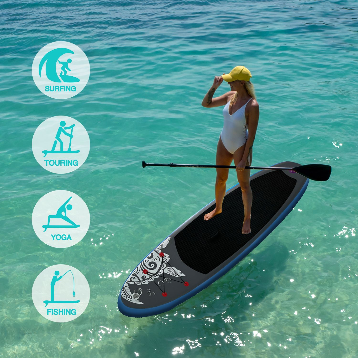 Aufblasbares SUP-Board mit Premium-Zubehör und Tragegurt