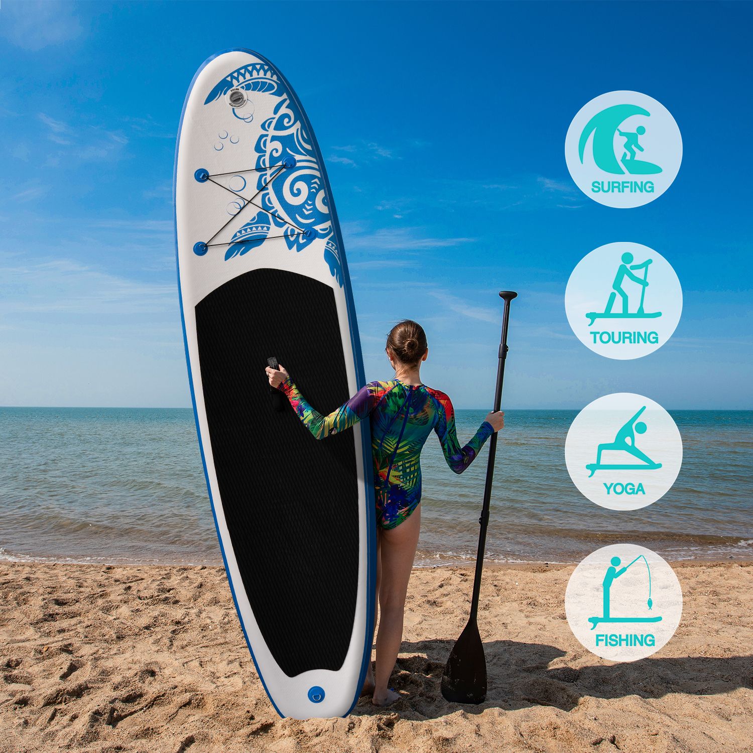 Aufblasbares SUP-Board mit Premium-Zubehör und Tragegurt