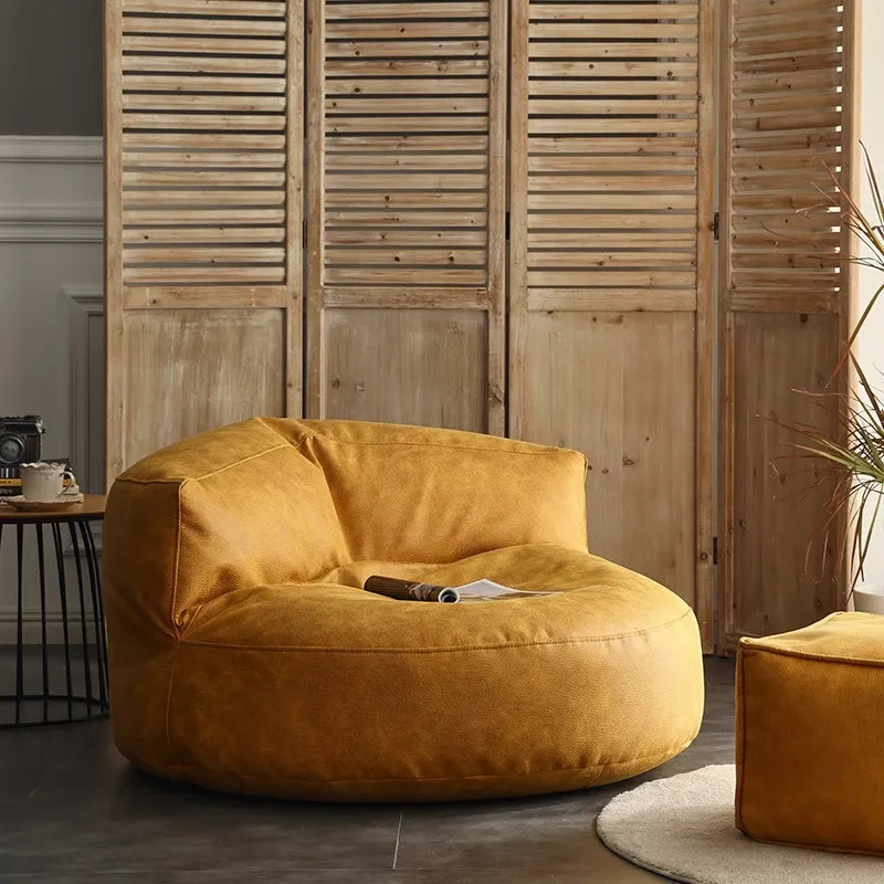Wagrex - Beanbag Modern Round Retro-Leather