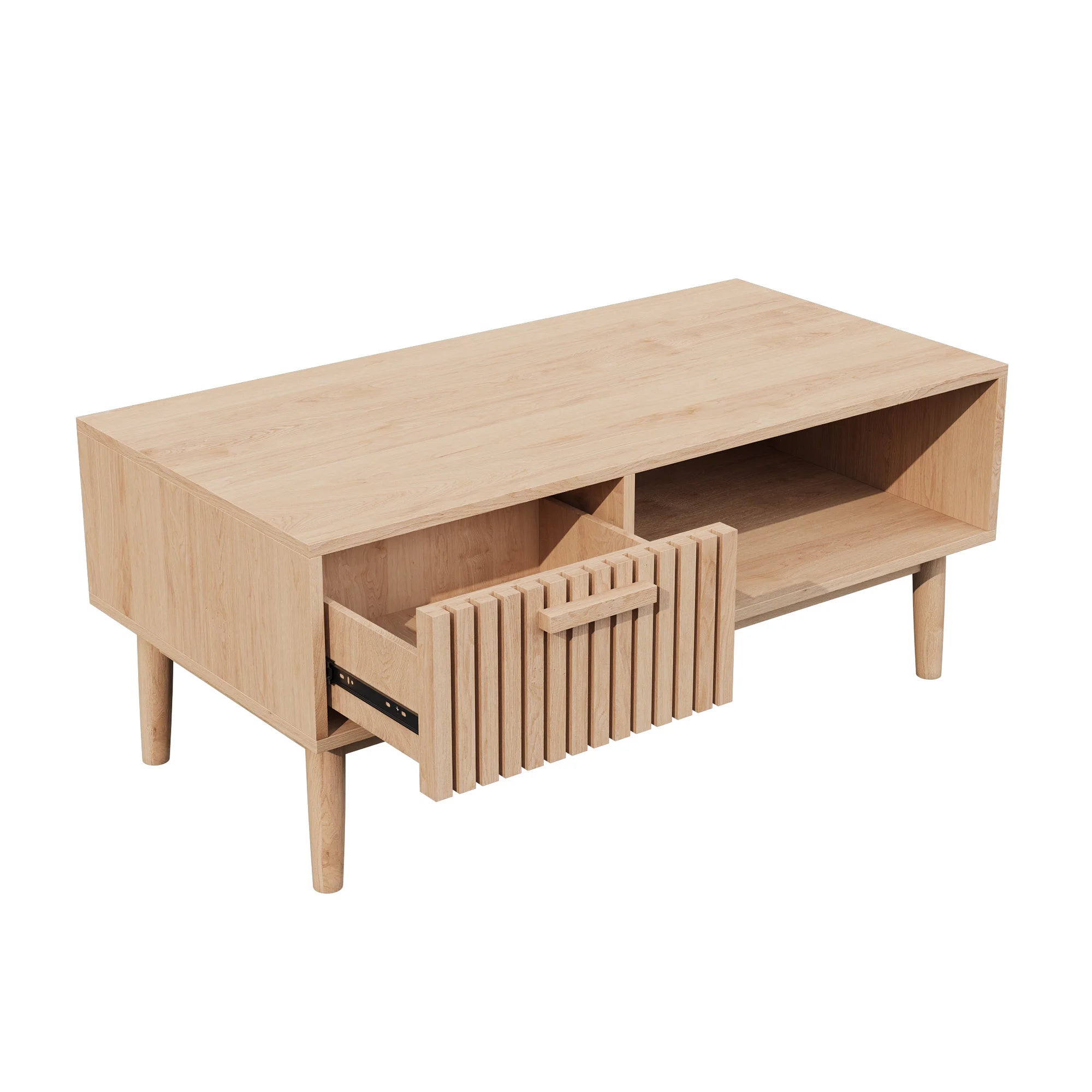 Solid Wood Coffee Table - Natural Low Side Table for Living Room