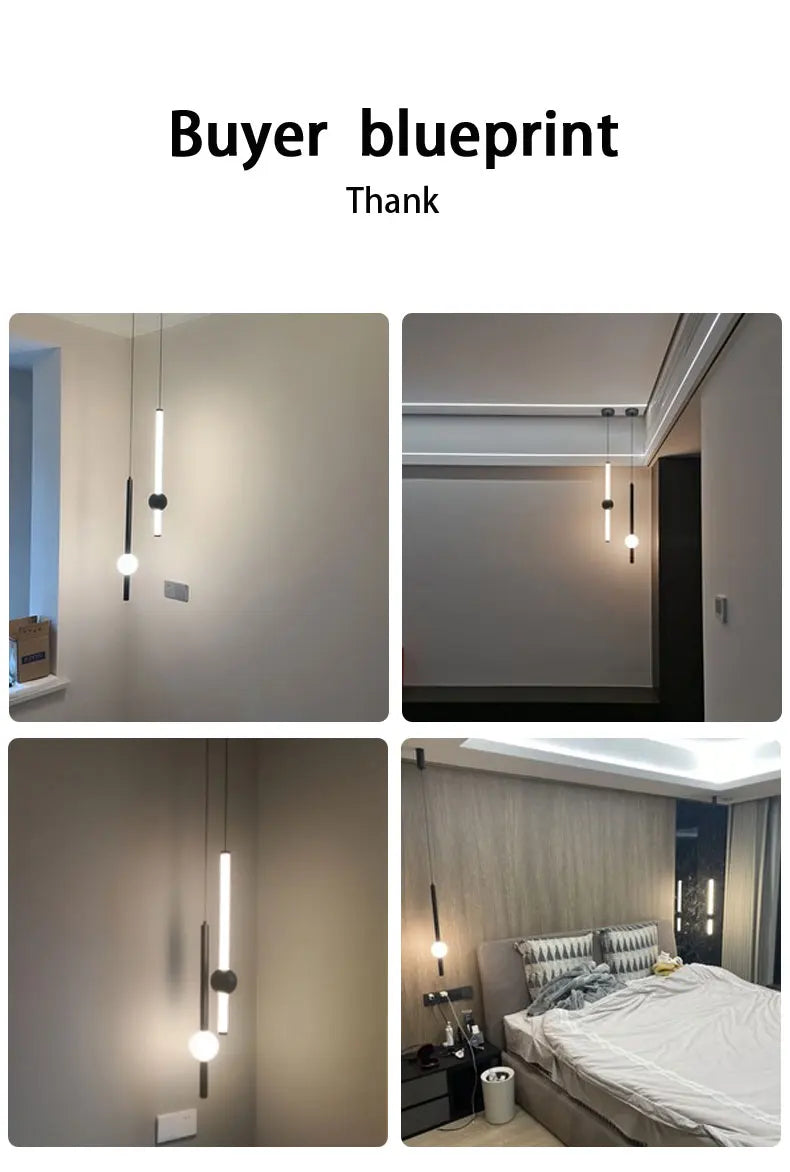 Minimalist Bedside Pendant Light - Modern Single Head LED Lamp