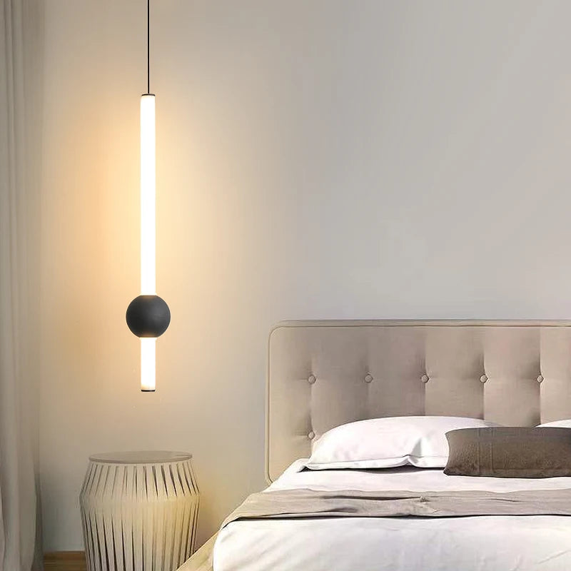 Minimalist Bedside Pendant Light - Modern Single Head LED Lamp