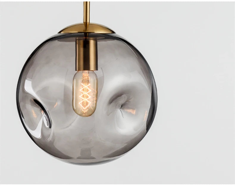 Glass Ball Pendant Lamp – Smoky Grey or Amber | Small & Large