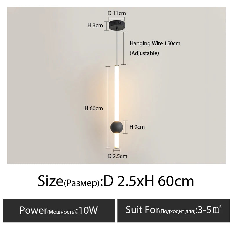 Minimalist Bedside Pendant Light - Modern Single Head LED Lamp