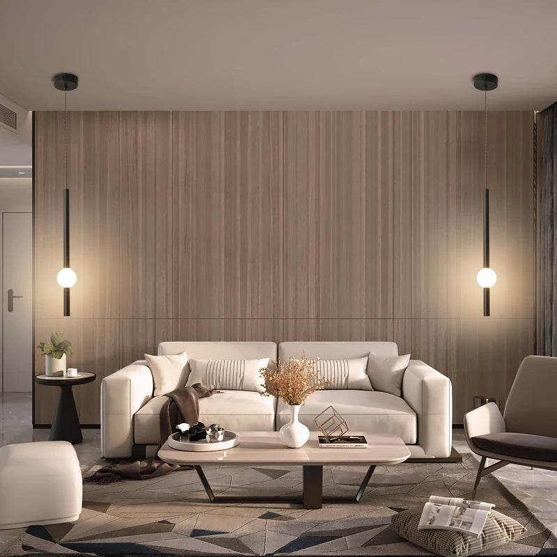 Minimalist Bedside Pendant Light - Modern Single Head LED Lamp