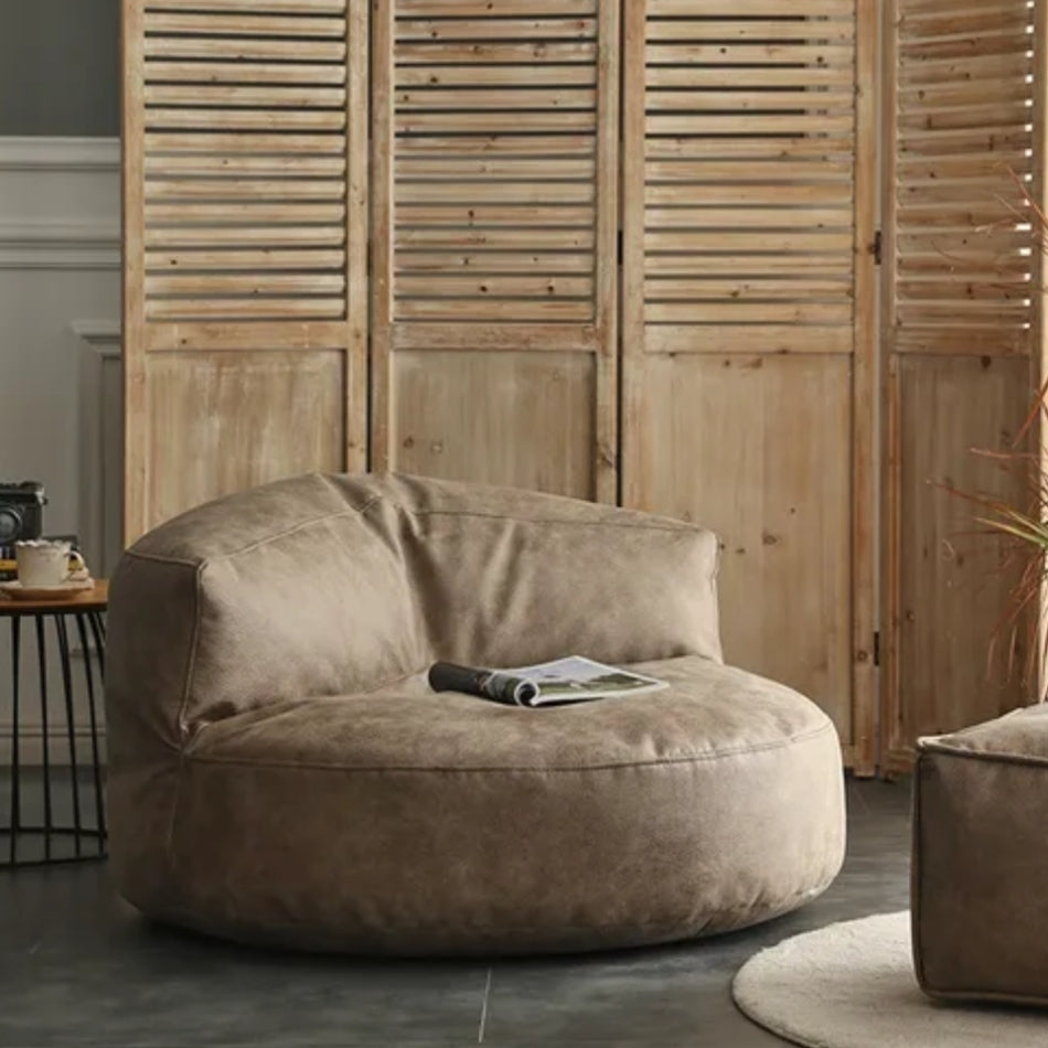 Wagrex - Beanbag Modern Round Retro-Leather