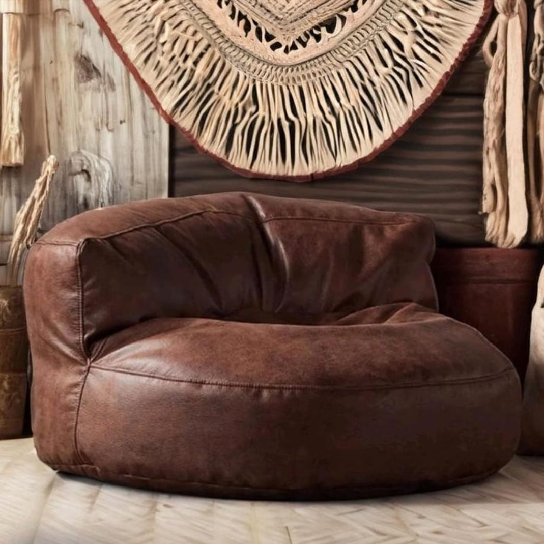 Wagrex - Beanbag Modern Round Retro-Leather