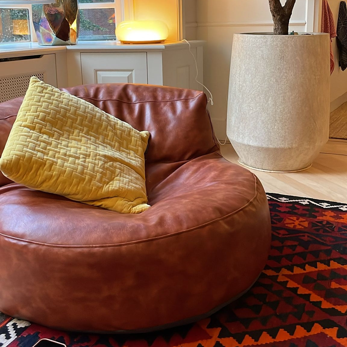 Wagrex - Beanbag Modern Round Retro-Leather