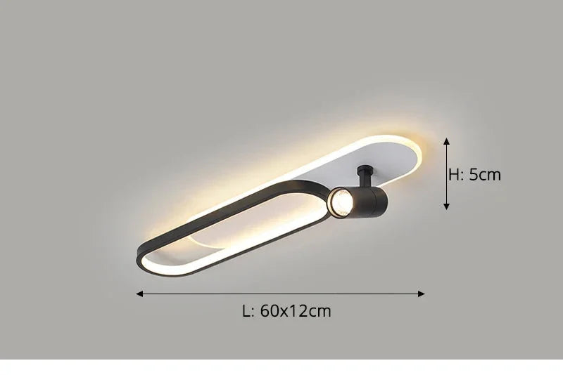 Dimbare LED Plafondlamp met Spotlight – 60/80/100/120 cm | Zwart, Wit of Goud