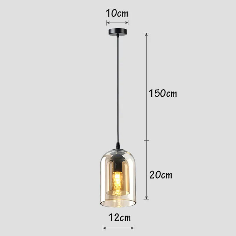 Modern Pendant Lamp – Glass & Iron, 1 or 3 Heads, Dimmable