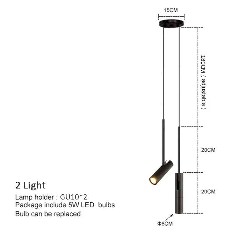 Adjustable Spotlight Pendant - Modern Minimalist LED Hanging Lamp