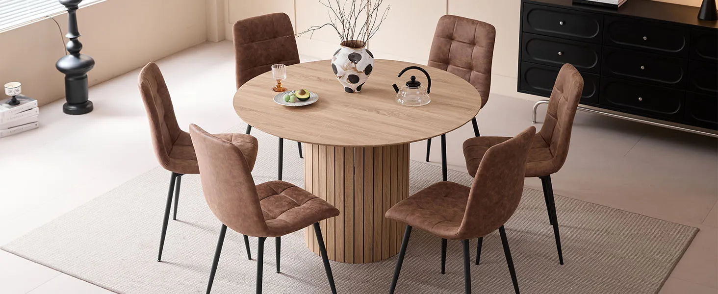 Round Dining Table 120cm - Modern Farmhouse Style for 4-6 People