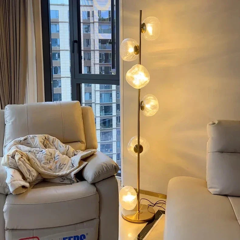 Nordic Glass LED Floor Lamp - Modern Designer Standing Light for Living Room & Bedroom