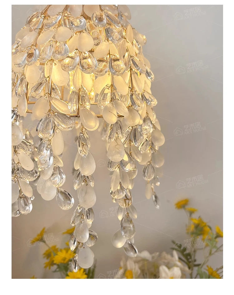 Crystal Bead Pendant Lamp - Octagonal Design