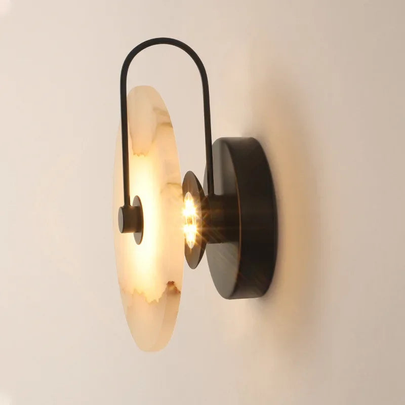 Nordic Marble LED Wall Lamp - Luxury Circular Designer Light for Bedroom & Restaurant