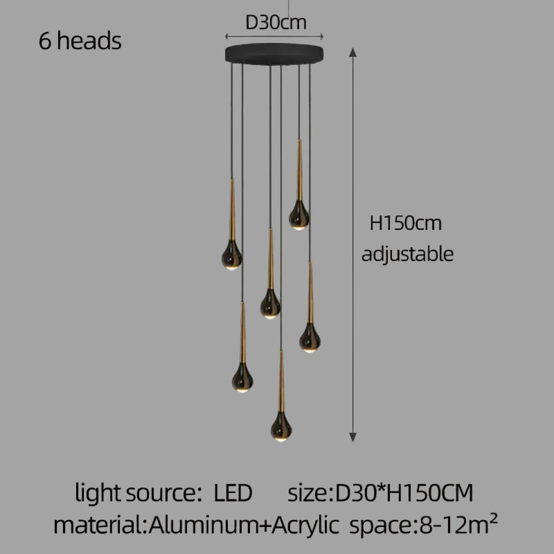 LED Staircase Pendant Light – Black and Gold