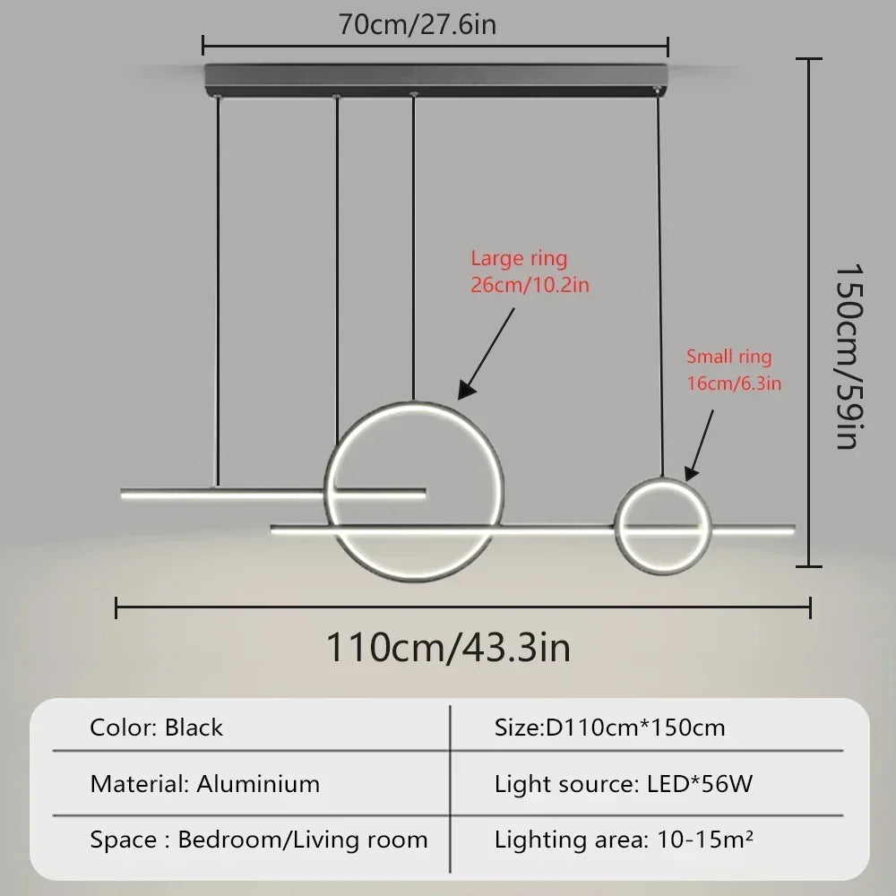Modern LED Chandelier - Minimalist Pendant Light for Restaurant, Living Room & Bar