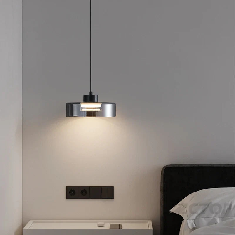 Minimalistische Glazen LED Hanglamp Zwart