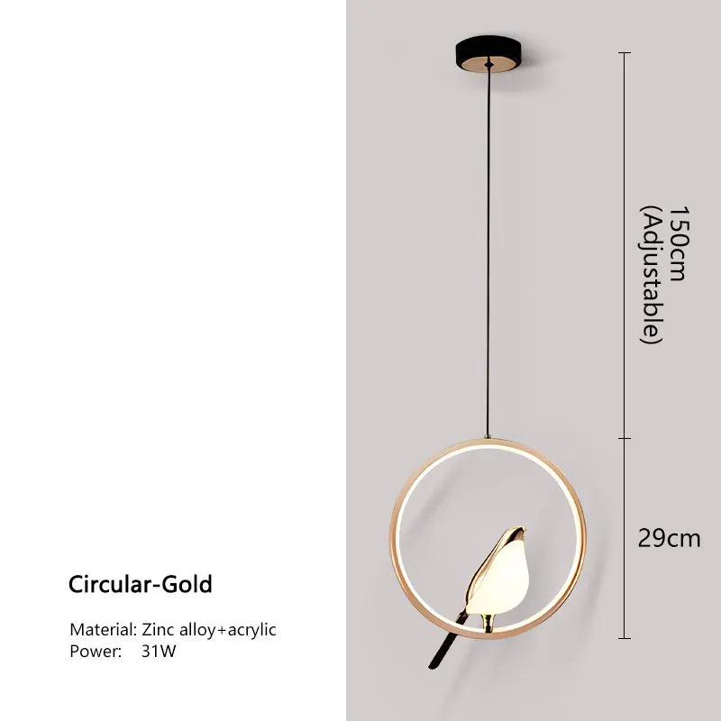 Magpie Bird LED Pendant Lamp - Modern Nordic Design