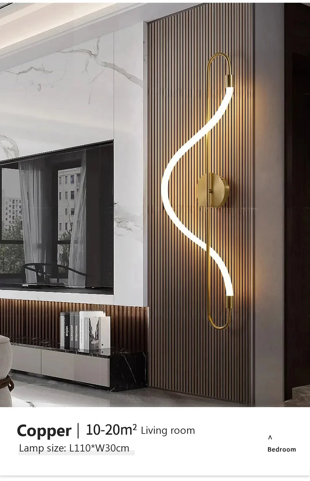 Moderne LED-Wandleuchte – Wandleuchte aus goldfarbenem Aluminium