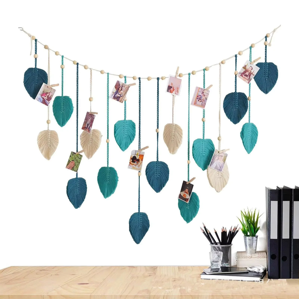 Boho Macrame Wall Hanging with Leaves – 120 × 75 cm