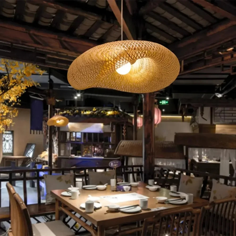Hand-Woven Bamboo Pendant Light - Natural Rattan Chandelier