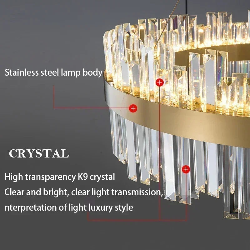 Luxury Crystal Chandelier - Nordic Modern Gold Pendant Light for Living Room & Dining