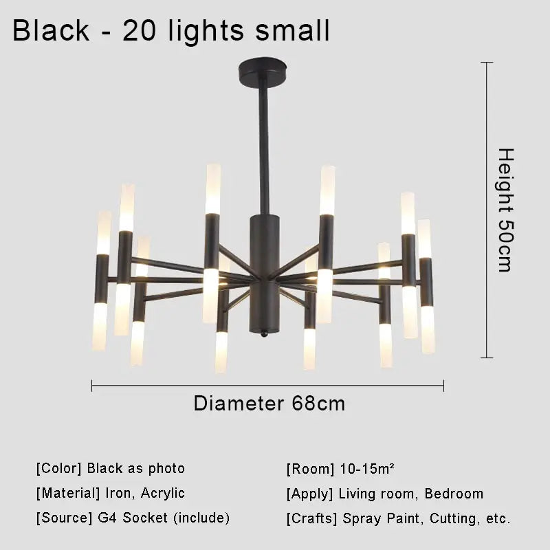 Moderne Nordic Design LED Hanglamp - G4 Kroonluchter Zwart/Goud
