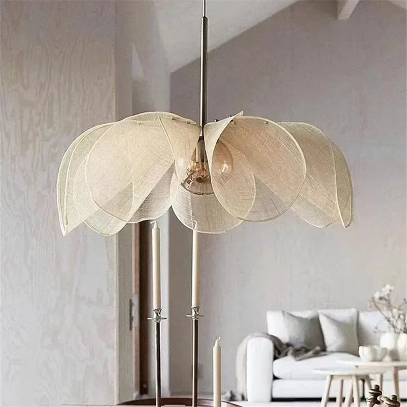 Fabric Flower Pendant Light - French Wabi-Sabi Cloth Lamp