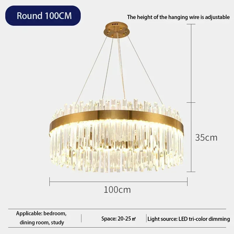 Luxury Crystal Chandelier - Nordic Modern Gold Pendant Light for Living Room & Dining