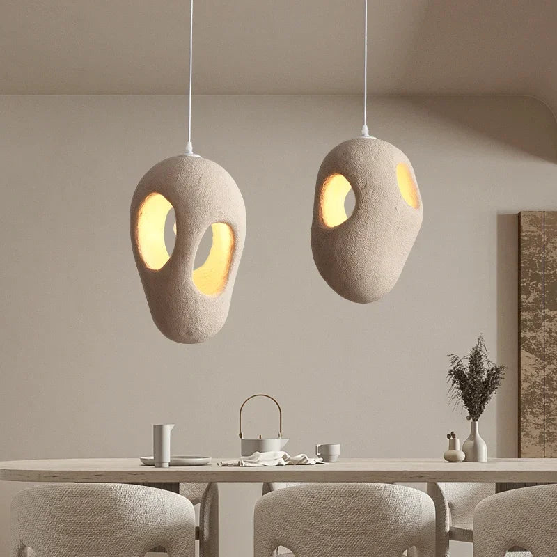 Wabi-Sabi Resin Pendant Light - Modern Sculptural Hanging Lamp
