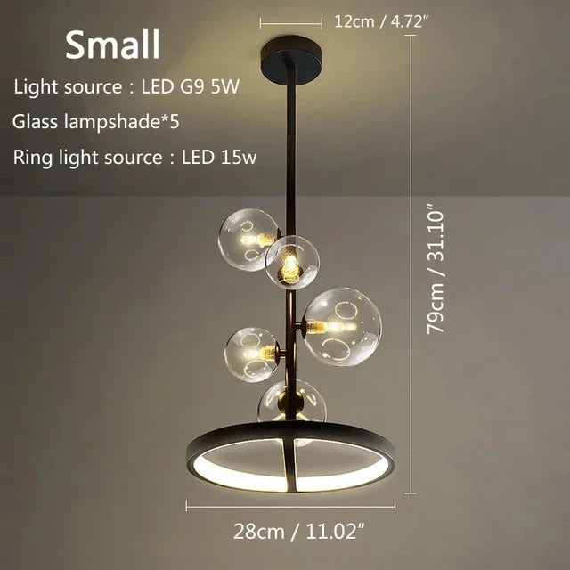 NOSTAGA Glass Circle Pendant Light – LED Chandelier (horizontal)