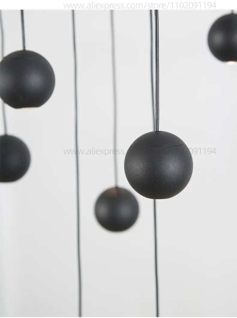Modern LED Circular Pendant Chandelier - Multi-Light Stairwell Fixture