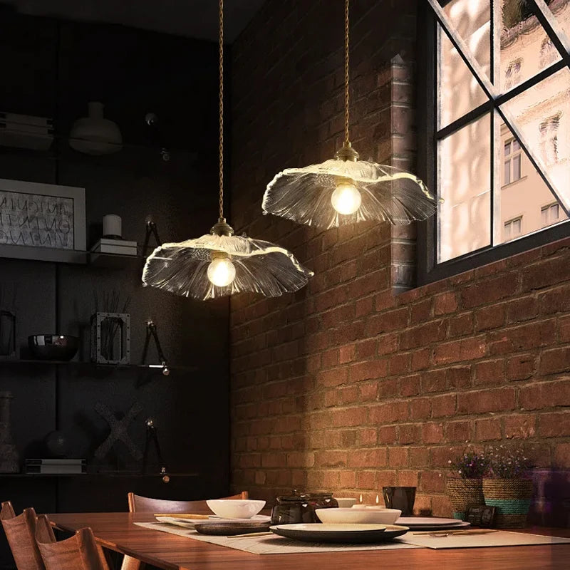 Flower Glass Pendant Lamp - Copper Ceiling Chandelier