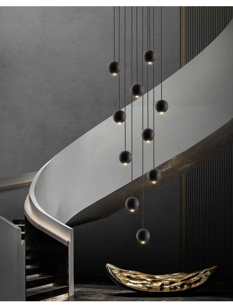 Modern LED Circular Pendant Chandelier - Multi-Light Stairwell Fixture