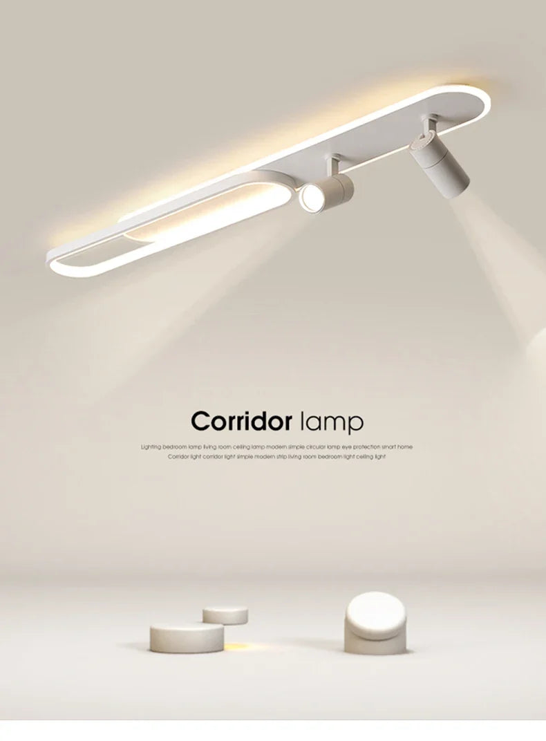 Dimbare LED Plafondlamp met Spotlight – 60/80/100/120 cm | Zwart, Wit of Goud