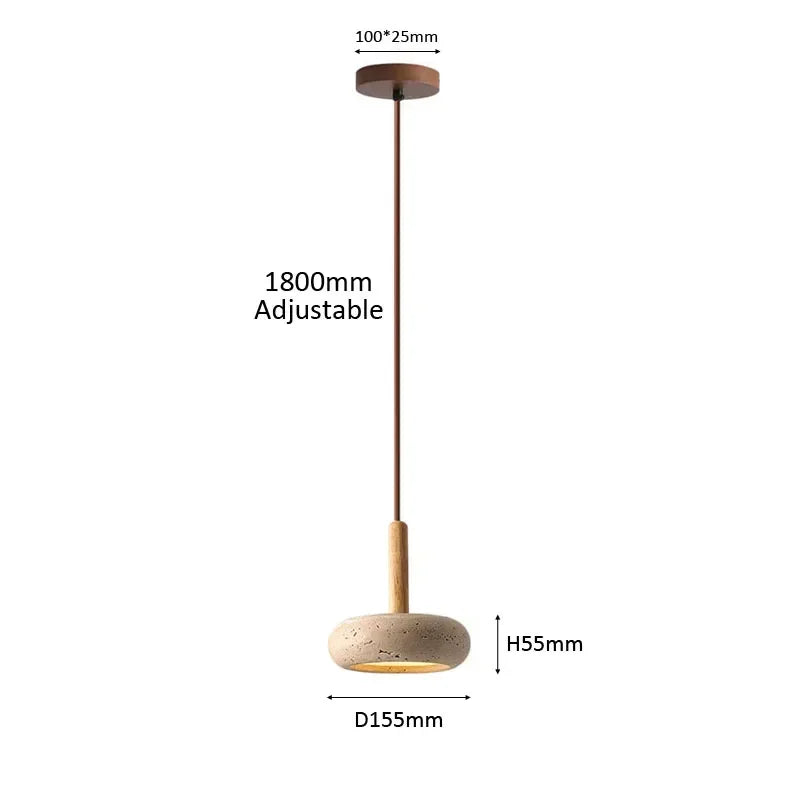 Wabi Sabi Stone Pendant Light - Circular LED Chandelier for Dining & Living Room