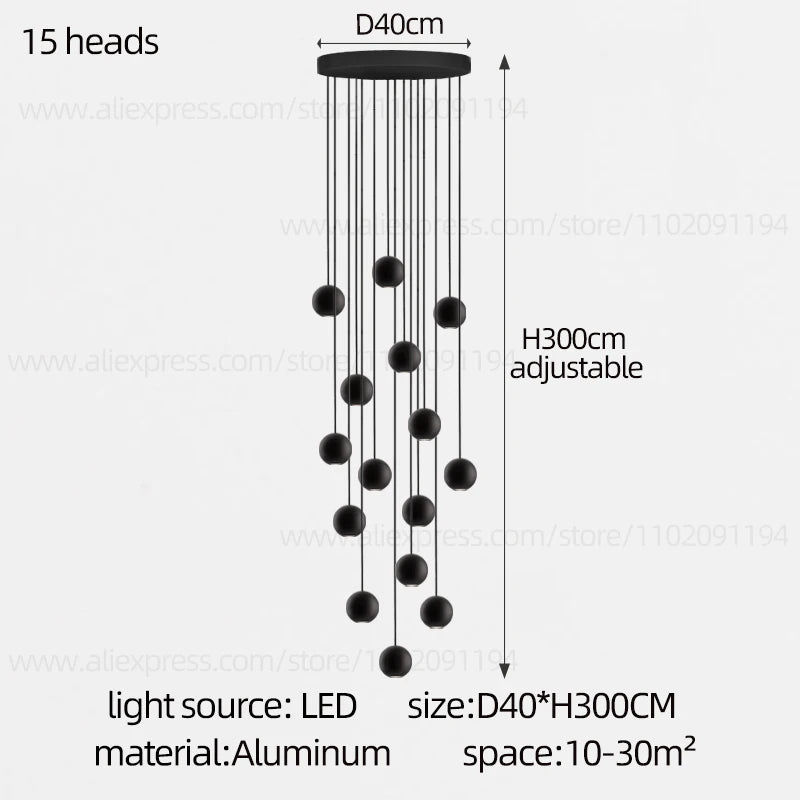 Modern LED Circular Pendant Chandelier - Multi-Light Stairwell Fixture