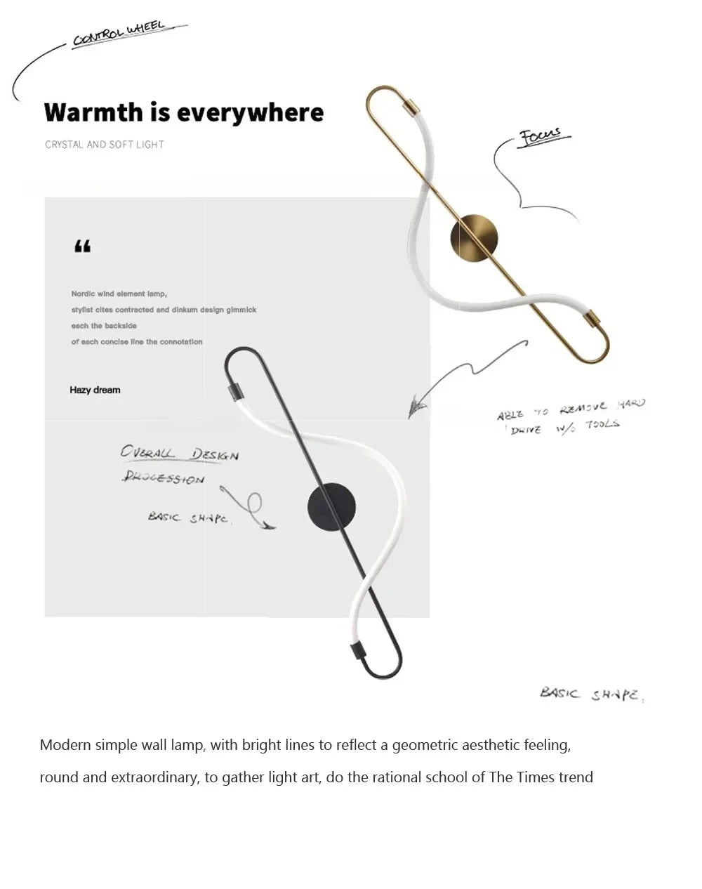 Moderne LED-Wandleuchte – Wandleuchte aus goldfarbenem Aluminium