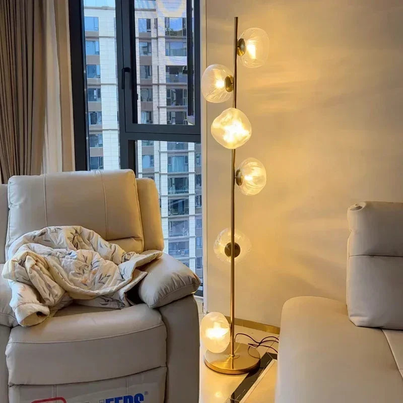 Nordic Glass LED Floor Lamp - Modern Designer Standing Light for Living Room & Bedroom