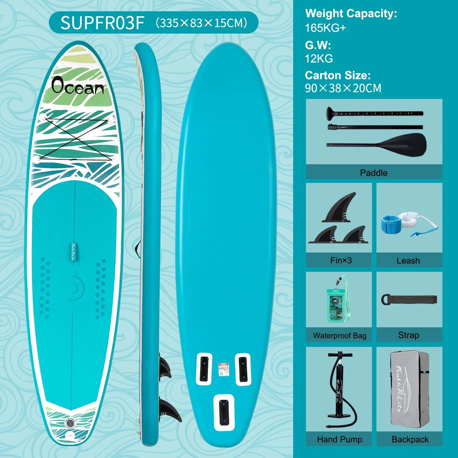 Aufblasbares SUP-Board mit Premium-Zubehör und Tragegurt