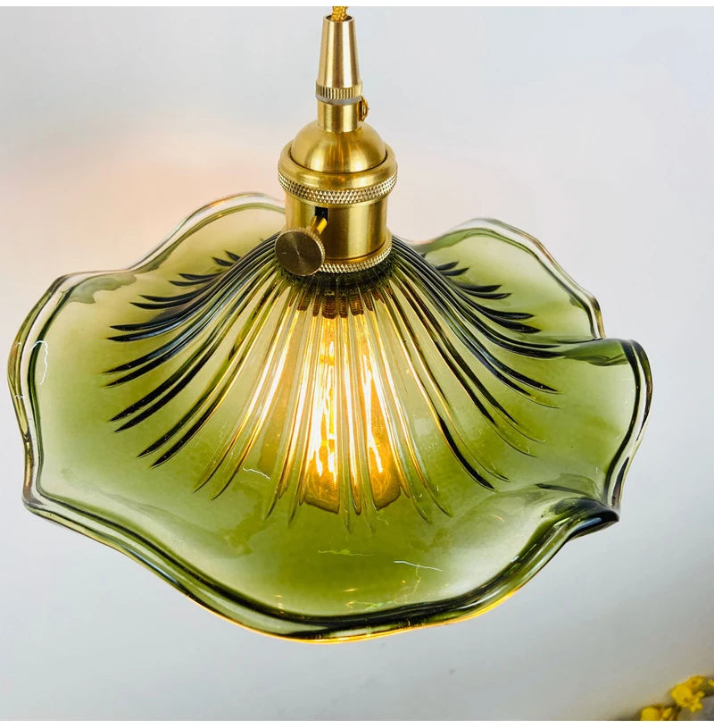 Flower Glass Pendant Lamp - Copper Ceiling Chandelier
