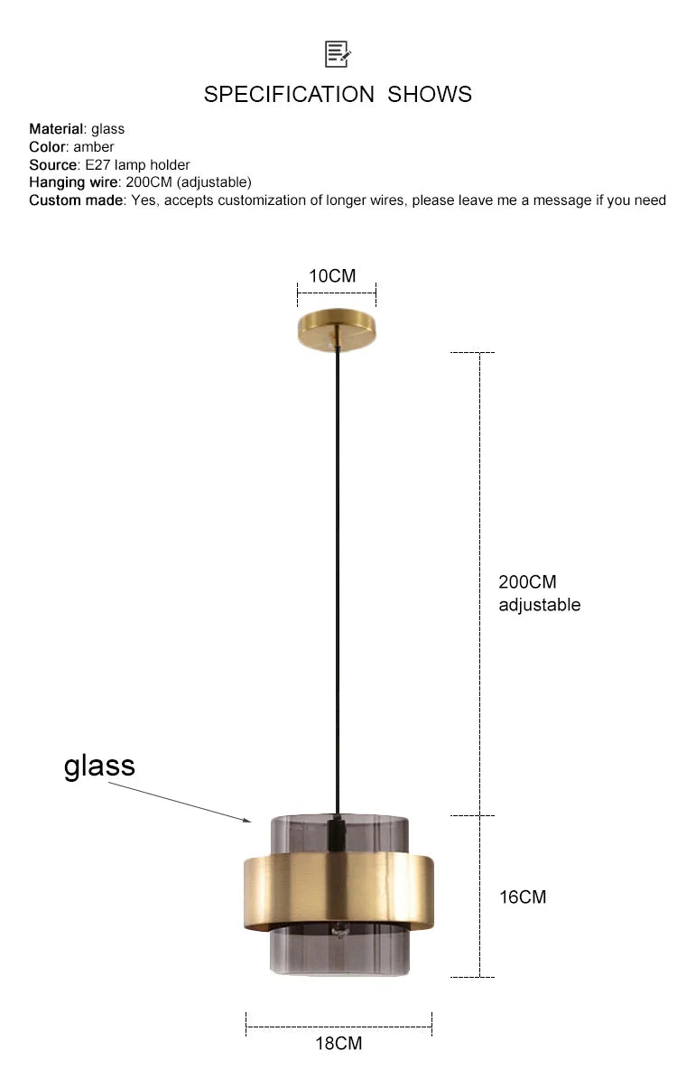 Moderne Glas-Pendelleuchte – Bernsteinfarbener Designer-Kronleuchter für Esszimmer und Küche