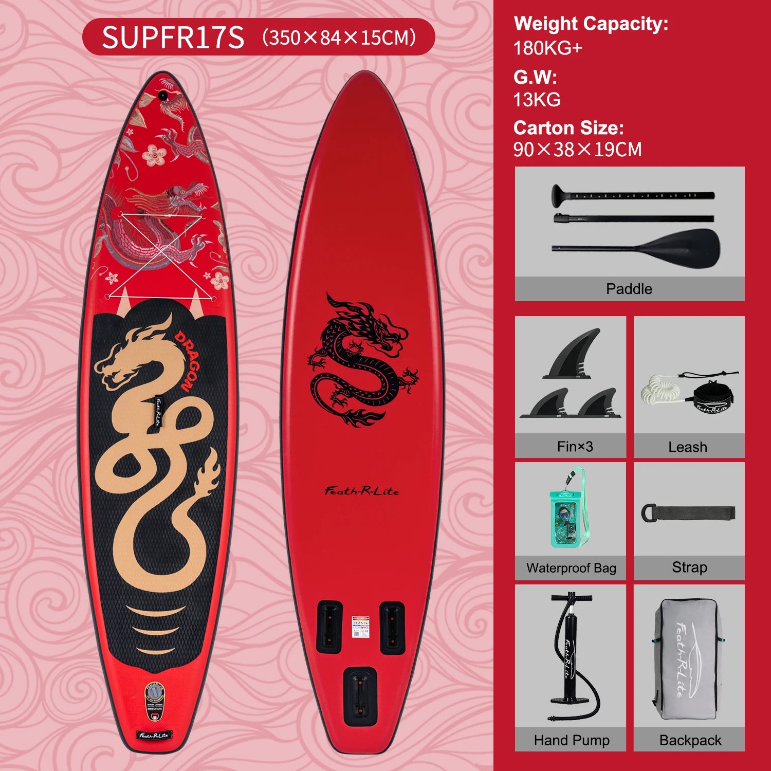 Aufblasbares SUP-Board mit Premium-Zubehör und Tragegurt