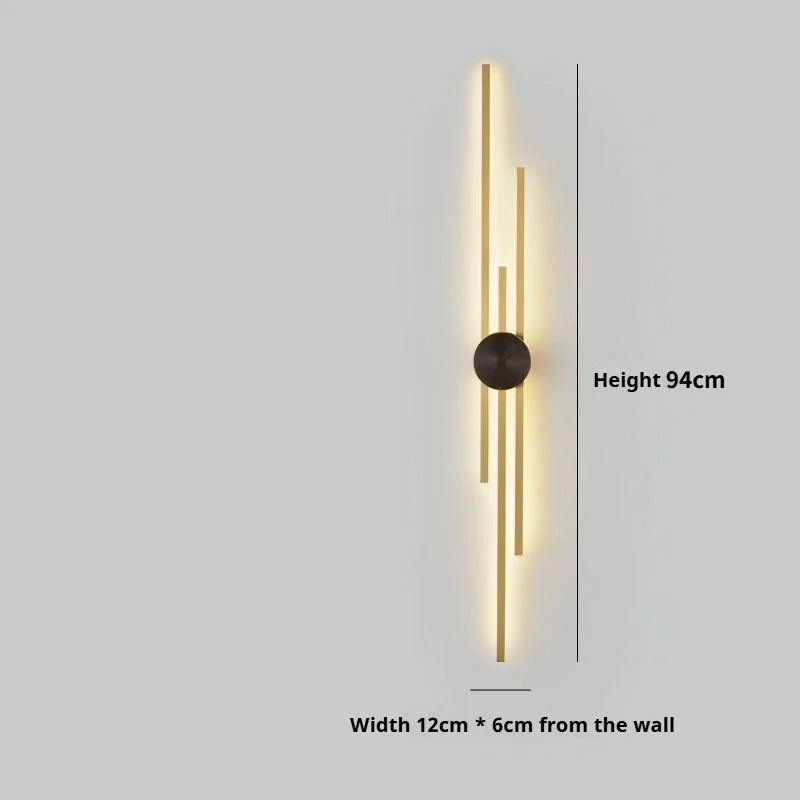 Modern Long Wall Lamp – Luxury Black & Gold LED Sconce | Bedroom, Hallway, Living Room