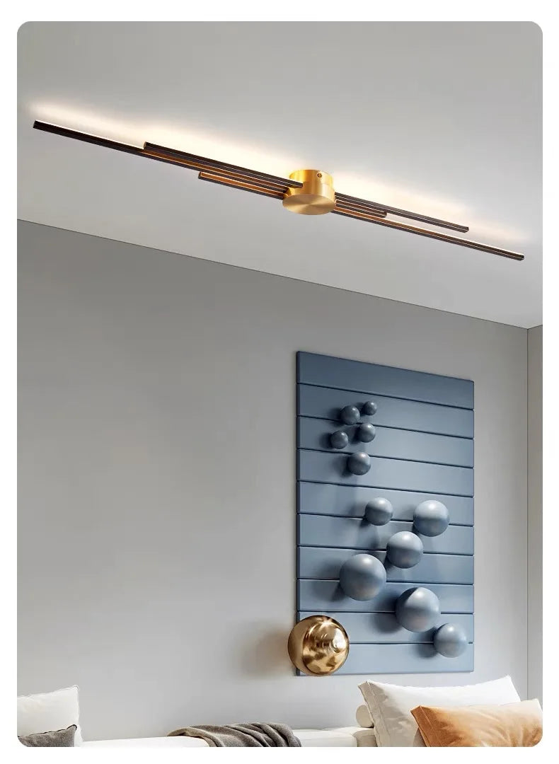 Modern Long Wall Lamp – Luxury Black & Gold LED Sconce | Bedroom, Hallway, Living Room