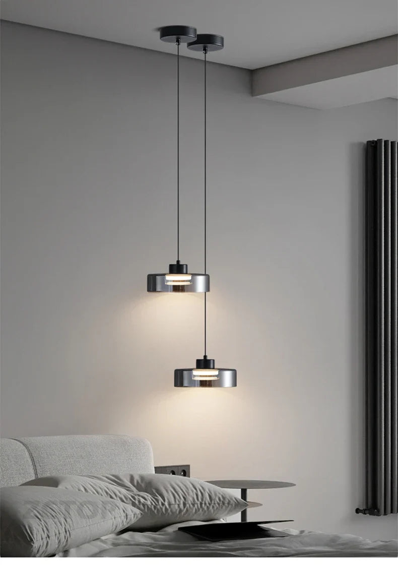 Minimalistische Glazen LED Hanglamp Zwart